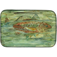 "Caroline's Treasures Abstract Red Fish Dish Drying Mat, 14"" x 21"", Multicolor"