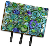 "Caroline's Treasures Abstract in Blues and Greens Leash or Key Holder 8962TH68, Triple, Multicolor"
