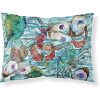 "Caroline's Treasures Watery Shrimp, Crabs and Oysters Fabric Standard Pillowcase 8964PILLOWCASE, Multicolor"