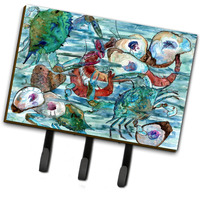 "Caroline's Treasures Watery Shrimp, Crabs and Oysters Leash or Key Holder 8964TH68, Triple, Multicolor"