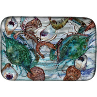 "Caroline's Treasures Shrimp, Crabs and Oysters in water Dish Drying Mat, 14 x 21, Multicolor"