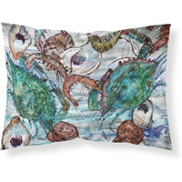 "Caroline's Treasures Shrimp, Crabs and Oysters in water Fabric Standard Pillowcase 8965PILLOWCASE, Multicolor"
