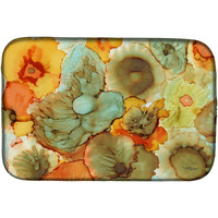 "Caroline's Treasures Abstract Flowers Teal and Orange Dish Drying Mat, 14"" x 21"", Multicolor"