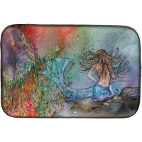 "Caroline's Treasures Brunette Mermaid Water Fantasy Dish Drying Mat, 14"" x 21"", Multicolor"