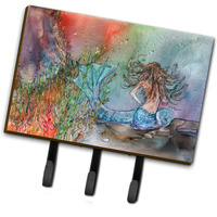 "Caroline's Treasures Brunette Mermaid Water Fantasy Leash or Key Holder 8972TH68, Triple, Multicolor"