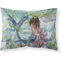 "Caroline's Treasures Brunette Mermaid Coral Fantasy Fabric Standard Pillowcase 8973PILLOWCASE, Multicolor"