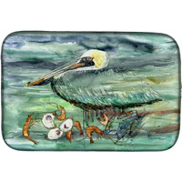 "Caroline's Treasures Watery Pelican, Shrimp, Crab And Oysters Dish Drying Mat, 14"" x 21"", Multicolor"