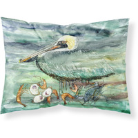 "Caroline's Treasures Watery Pelican, Shrimp, Crab and Oysters Fabric Standard Pillowcase 8978PILLOWCASE, Multicolor"
