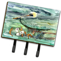 "Caroline's Treasures Watery Pelican, Shrimp, Crab and Oysters Leash or Key Holder 8978TH68, Triple, Multicolor"