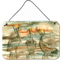 "Caroline's Treasures Pelicans on their perch Abstract Wall or Door Hanging Prints 8980DS812, 8""H x 12""W, Multicolor"