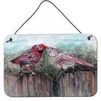 "Caroline's Treasures Red Bird Feeding Wall or Door Hanging Prints 8981DS812, 8""H x 12""W, Multicolor"