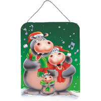 "Caroline's Treasures Hippo Family Caroling Wall or Door Hanging Prints AAH7195DS1216, 16HX12W, Multicolor"