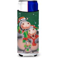 "Caroline's Treasures Hippo Family Caroling Michelob Ultra Koozies for Slim Cans, Multicolor"