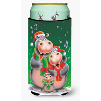 "Caroline's Treasures Hippo Family Caroling Tall Boy Koozie Hugger, Multicolor"