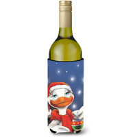 "Caroline's Treasures Duck with Christmas Ornament Wine Bottle Koozie Hugger, 750ml, Multicolor"