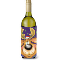 "Caroline's Treasures Comic Reindeer Wine Bottle Koozie Hugger, 750ml, Multicolor"