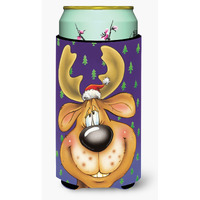 "Caroline's Treasures Comic Reindeer Tall Boy Koozie Hugger, Multicolor"