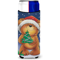 "Caroline's Treasures Teddy Bear and Christmas Tree Michelob Ultra Koozies for Slim Cans, Multicolor"