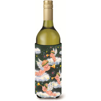 "Caroline's Treasures Angels on Green Wine Bottle Koozie Hugger, 750ml, Multicolor"