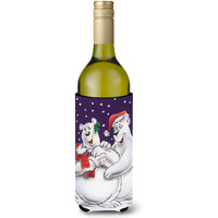 "Caroline's Treasures Holiday Polar Bears Wine Bottle Koozie Hugger, 750ml, Multicolor"