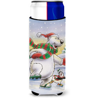 "Caroline's Treasures Holiday Polar Bears Ice Skating Michelob Ultra Koozies for Slim Cans, Multicolor"