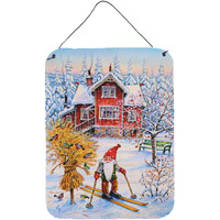 "Caroline's Treasures Christmas Gnome Skiing Wall or Door Hanging Prints ACG0034DS1216, 16HX12W, Multicolor"