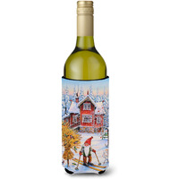 "Caroline's Treasures Christmas Gnome Skiing Wine Bottle Koozie Hugger, 750ml, Multicolor"