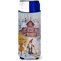 "Caroline's Treasures Christmas Gnome Skiing Michelob Ultra Koozies for Slim Cans, Multicolor"