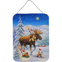 "Caroline's Treasures Christmas Gnome riding Reindeer Wall or Door Hanging Prints ACG0102DS1216, 16HX12W, Multicolor"