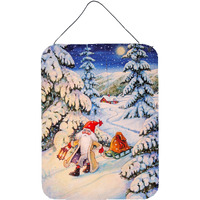 "Caroline's Treasures Christmas Gnome pulling a sled Wall or Door Hanging Prints ACG0144DS1216, 16HX12W, Multicolor"