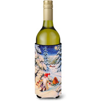 "Caroline's Treasures Christmas Gnome Pulling A Sled Wine Bottle Koozie Hugger, 750ml, Multicolor"