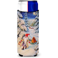 "Caroline's Treasures Christmas Gnome Pulling A Sled Michelob Ultra Koozies for Slim Cans, Multicolor"