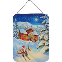 "Caroline's Treasures Christmas Gnome Headed out Wall or Door Hanging Prints ACG0147DS1216, 16HX12W, Multicolor"