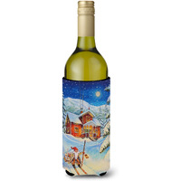 "Caroline's Treasures Christmas Gnome Headed Out Wine Bottle Koozie Hugger, 750ml, Multicolor"