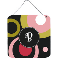 "Caroline's Treasures Monogram-Retro in Black Aluminium Metal Door Hanging Prints AM1001 wall-decor, 6 x 6, Multicolor"