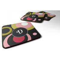 "Caroline's Treasures AM1001-DFC Monogram-Retro in Black Foam Coasters (Set of 4), 3.5"" H x 3.5"" W, Multicolor"