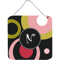 "Caroline's Treasures AM1001-NDS66 Monogram-Retro in Black Aluminum Metal Wall or Door Hanging Prints, 6 x 6"", Multicolor"