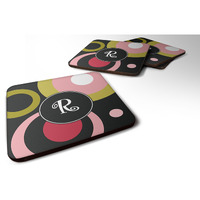 "Caroline's Treasures AM1001-RFC Monogram-Retro in Black Foam Coasters (Set of 4), 3.5"" H x 3.5"" W, Multicolor"