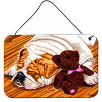 "Caroline's Treasures English Bulldog and Teddy Bear Wall or Door Hanging Prints AMB1003DS812, 8""H x 12""W, Multicolor"