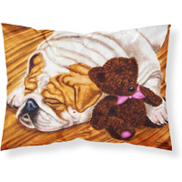 "Caroline's Treasures English Bulldog and Teddy Bear Fabric Standard Pillowcase AMB1003PILLOWCASE, Multicolor"