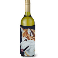 "Caroline's Treasures Siberian Husky Wine Bottle Koozie Hugger, 750ml, Multicolor"