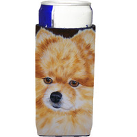 "Caroline's Treasures Pomeranian Michelob Ultra Koozies for Slim Cans, Multicolor"