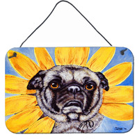 "Caroline's Treasures Sunflower Pug Wall or Door Hanging Prints AMB1058DS812, 8""H x 12""W, Multicolor"