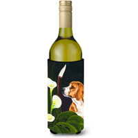 "Caroline's Treasures Beagle Lilies Wine Bottle Koozie Hugger, 750ml, Multicolor"