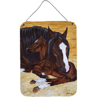 "Caroline's Treasures Bay Mare Foal Horse Wall or Door Hanging Prints AMB1236DS1216, 16HX12W, Multicolor"