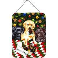 "Caroline's Treasures Santa's Helpers in Christmas Stockings Labrador Wall or Door Hanging Prints AMB1314DS1216, 16HX12W, Multicolor"