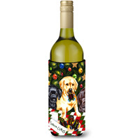 "Caroline's Treasures Santa's Helpers In Christmas Stockings Labrador Wine Bottle Koozie Hugger, 750ml, Multicolor"