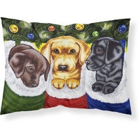 "Caroline's Treasures Christmas Stocking Surprise Labrador Fabric Standard Pillowcase AMB1315PILLOWCASE, Multicolor"