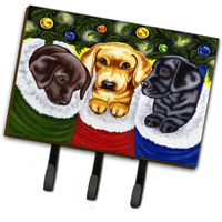 "Caroline's Treasures AMB1315TH68 Christmas STOCKING Surprise Labrador Leash or Key Holder, Large, Multicolor"