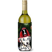 "Caroline's Treasures Fire Fighter Christmas Dalmatian Wine Bottle Koozie Hugger, 750ml, Multicolor"
